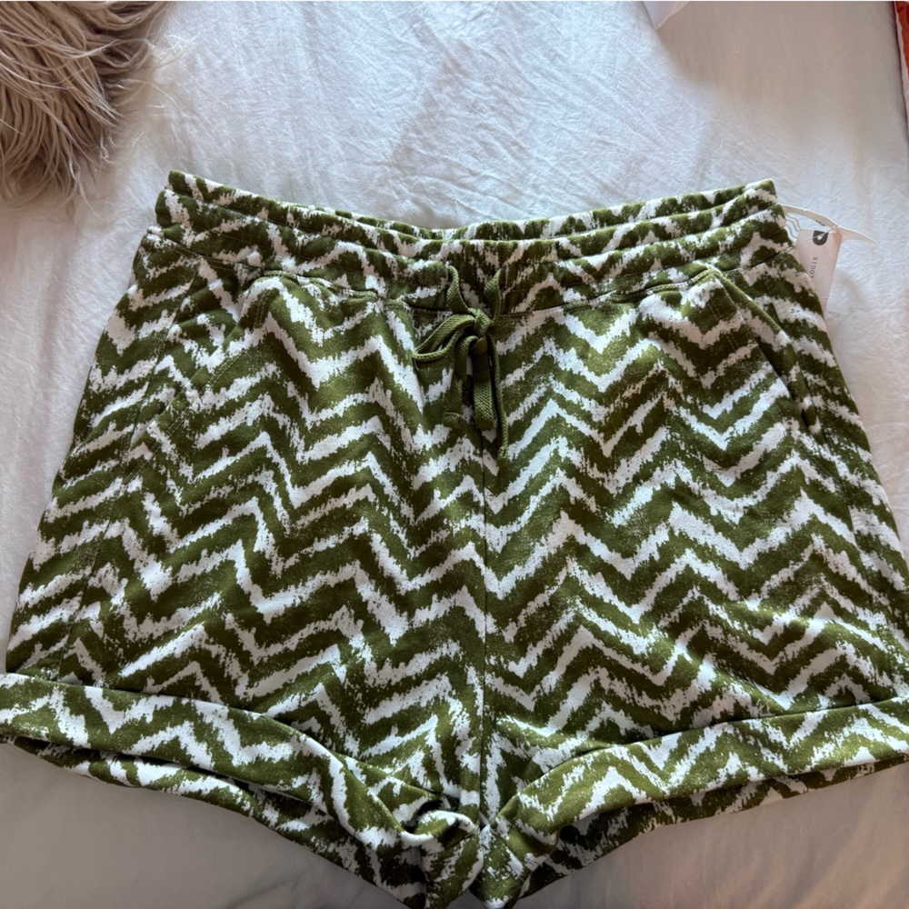 Green and White Chevron Shorts - Anthropologie